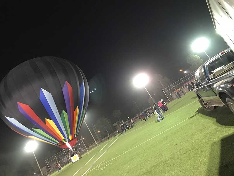 Tethered Hot Air Balloon Rides Event Piece at Night